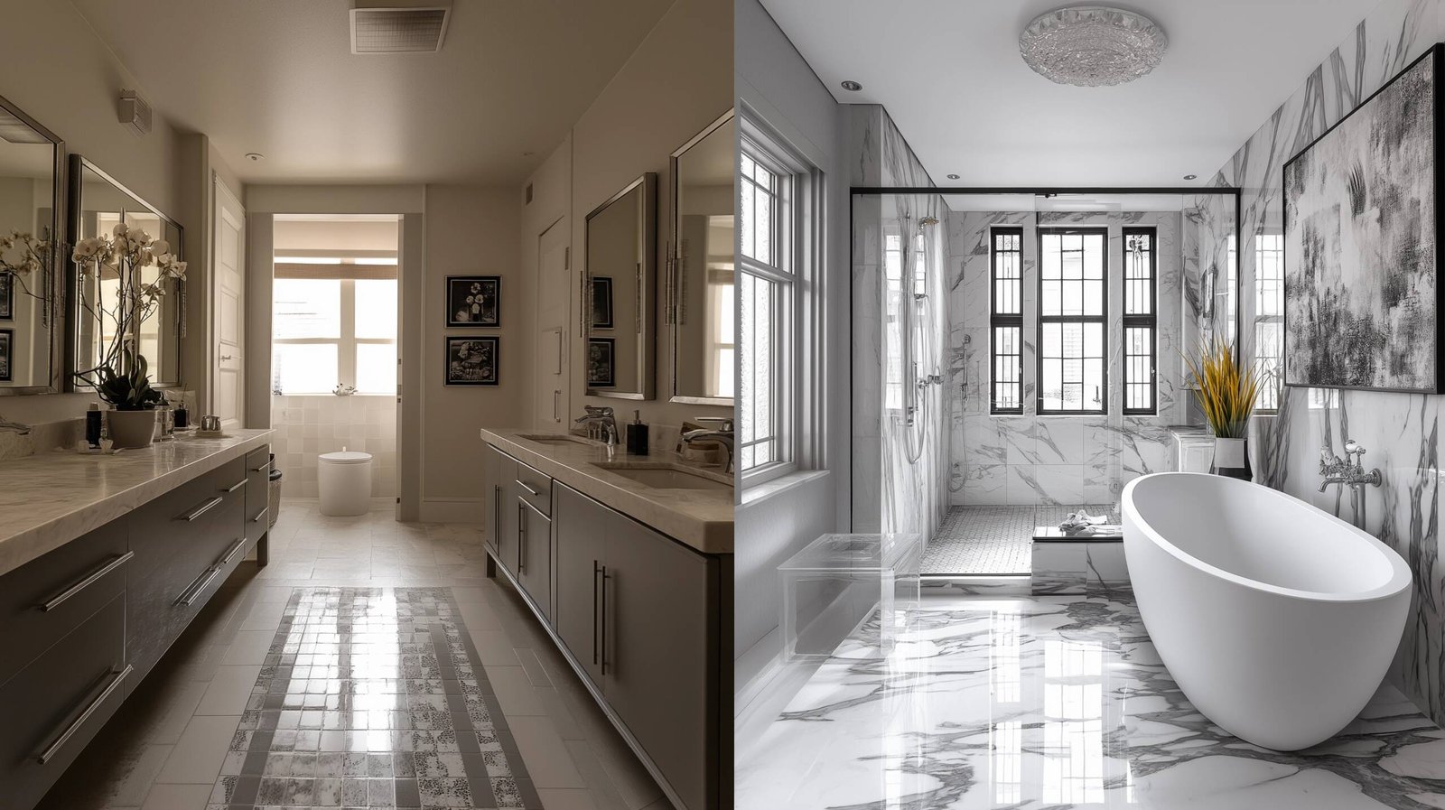 Bathroom before and after remodeling