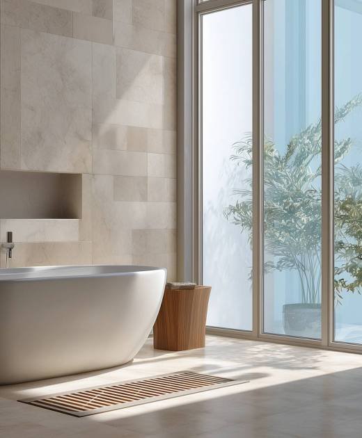 Renovated bathroom with a freestanding tub